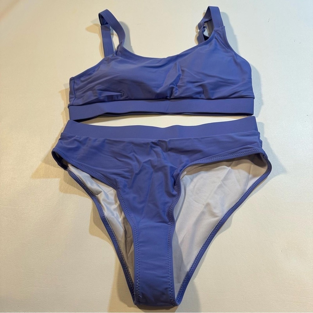 NEW Size L Light Purple Scoop Neck‎ High Cut Bikini